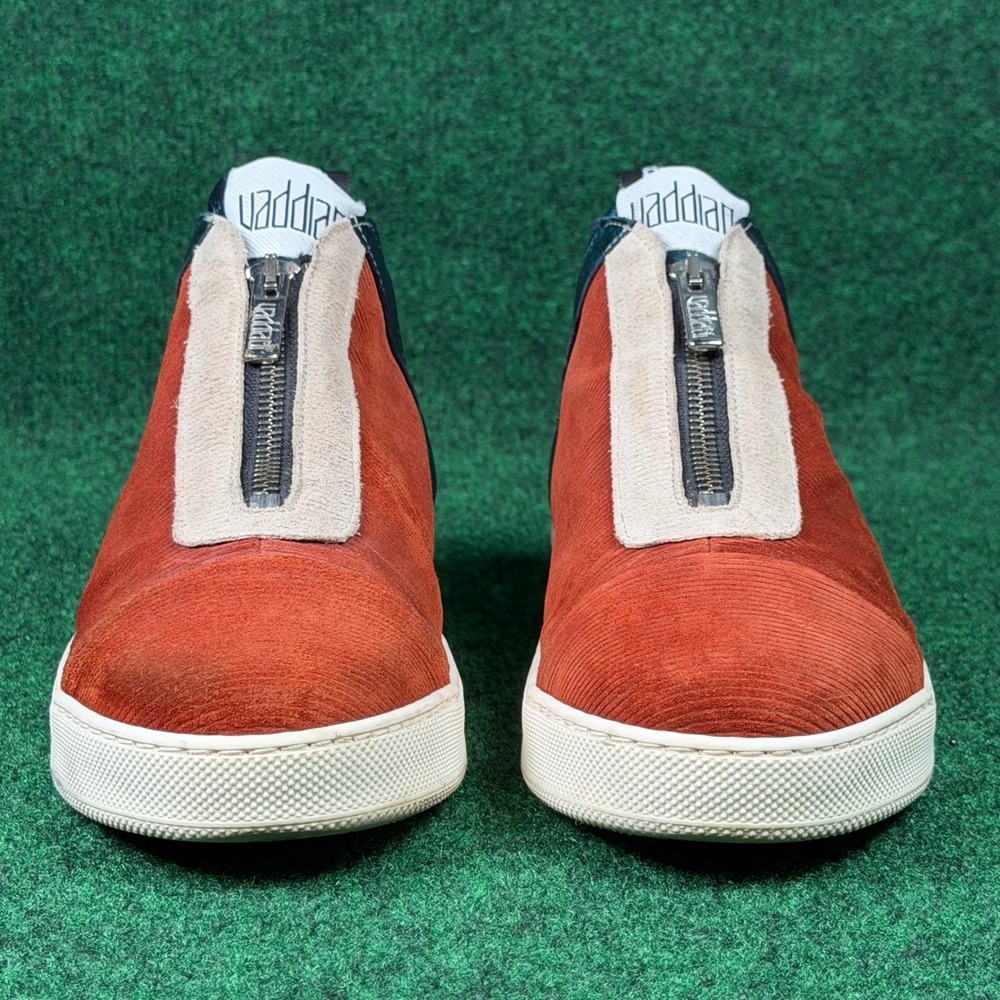 Vaddia Zip Front Corduroy Sneakers Burnt Orange Metallic Teal Women 9 EU 40 Shoe - Picture 4 of 9